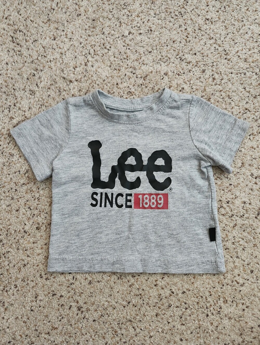 Lee Gray Heather Short Sleeve Logo Tee with Red Accent